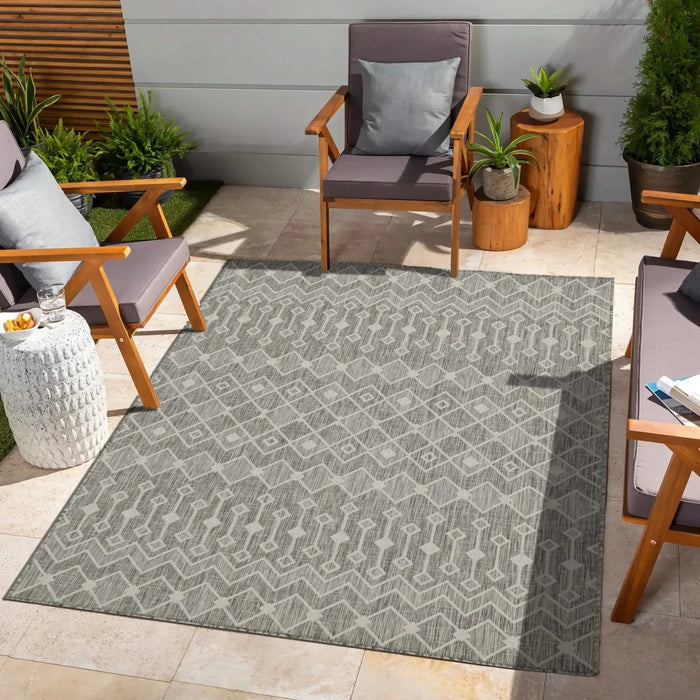 Sunshine GC_HAR2021 Silver 7 ft. 10 in. x 10 ft. 3 in. Indoor/Outdoor Area Rug Default -DTYStore