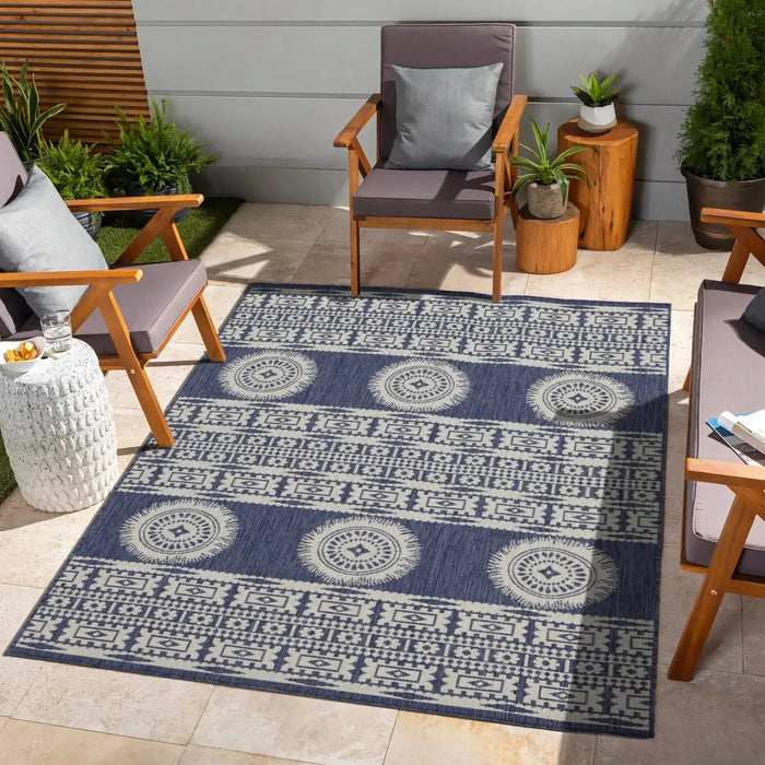 Sunshine GC_HAR2022 Blue 7 ft. 10 in. x 10 ft. 3 in. Indoor/Outdoor Area Rug Default -DTYStore