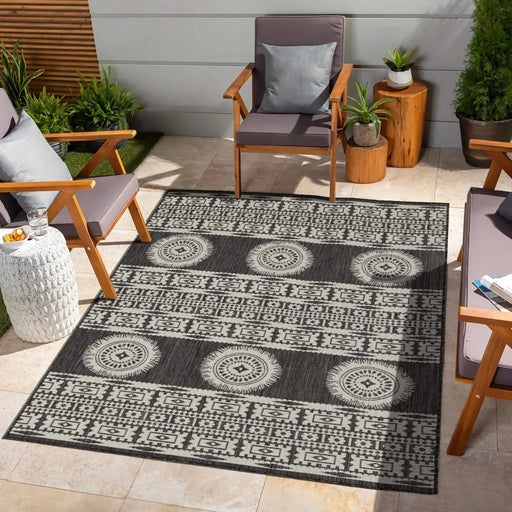Sunshine GC_HAR2023 Anthracite 7 ft. 10 in. x 10 ft. 3 in. Indoor/Outdoor Area Rug Default -DTYStore