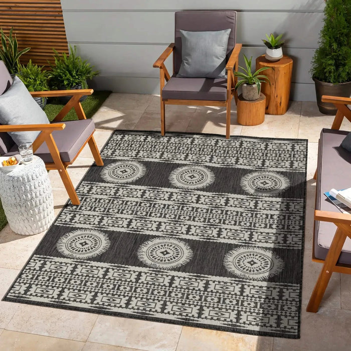Sunshine GC_HAR2023 Anthracite 7 ft. 10 in. x 10 ft. 3 in. Indoor/Outdoor Area Rug Default -DTYStore