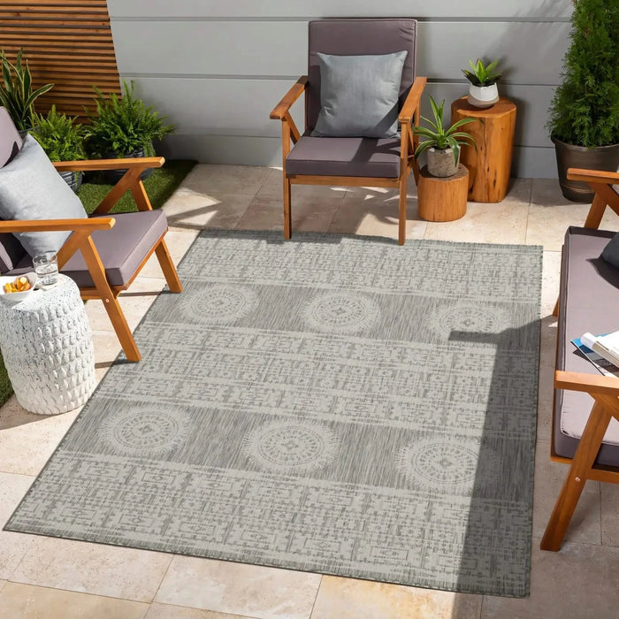Sunshine GC_HAR2024 Silver 7 ft. 10 in. x 10 ft. 3 in. Indoor/Outdoor Area Rug Default -DTYStore