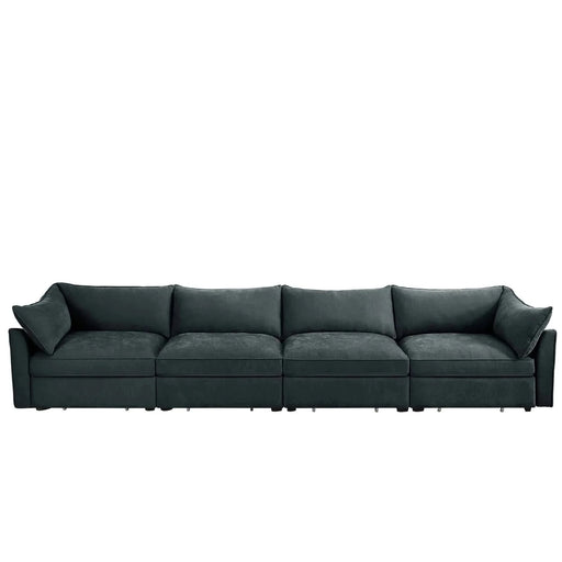 Super Large Wide and Deep Seat Sofa Couch for 4 Persons, 4 Seater Sofa with Storage Pull out Drawer Under Each Seat, Chenille Gray -DTYStore