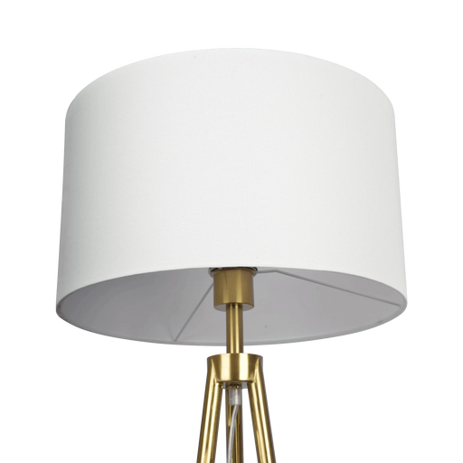 Sway Brassed Gold Floor Lamp with On/Off Switch Triple Legs White Fabric Shade Default -DTYStore