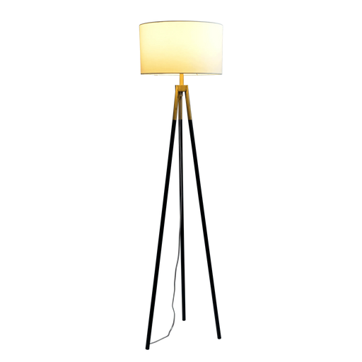 Sway Brassed Gold Floor Lamp with On/Off Switch Triple Legs White Fabric Shade Default -DTYStore