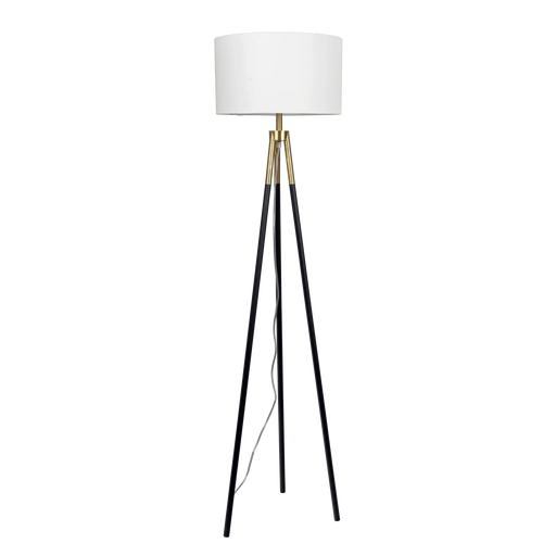 Sway Brassed Gold Floor Lamp with On/Off Switch Triple Legs White Fabric Shade Default -DTYStore