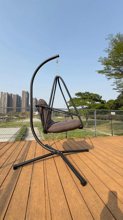 Swing Egg Chair with Stand Indoor Outdoor Wicker Rattan Patio Basket Hanging Chair with C Type bracket , with cushion and pillow,Patio Wicker folding Hanging Chair( Special construction cup holder Default -DTYStore