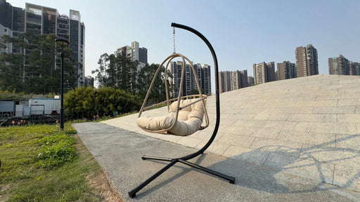 Swing Egg Chair with Stand Indoor Outdoor Wicker Rattan Patio Basket Hanging Chair with C Type bracket , with cushion and pillow,Patio Wicker folding Hanging Chair( Special construction cup holder Default -DTYStore