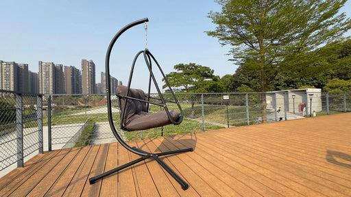 Swing Egg Chair with Stand Indoor Outdoor Wicker Rattan Patio Basket Hanging Chair with C Type bracket , with cushion and pillow,Patio Wicker folding Hanging Chair( Special construction cup holder Default -DTYStore