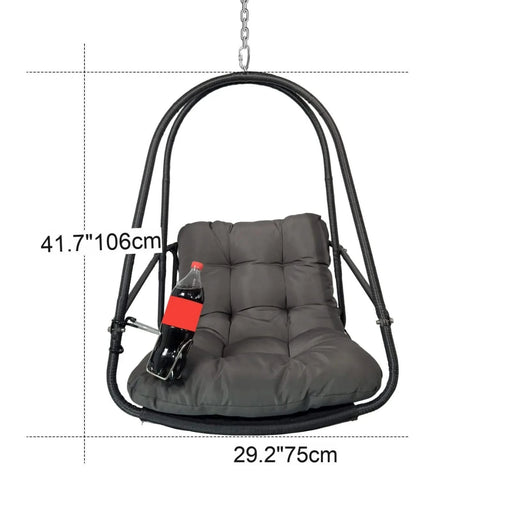 Swing Egg Chair with Stand Indoor Outdoor Wicker Rattan Patio Basket Hanging Chair with C Type bracket , with cushion and pillow,Patio Wicker folding Hanging Chair( Special construction cup holder Default -DTYStore