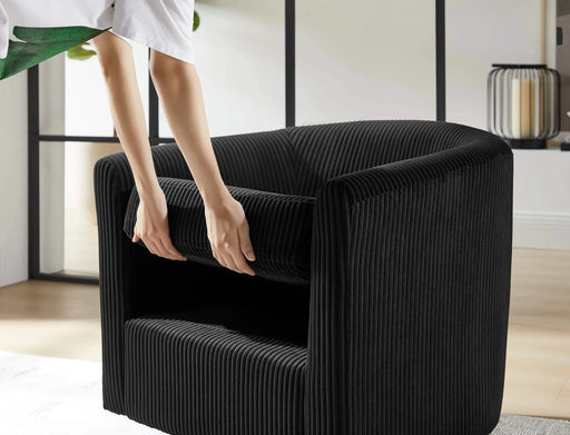 Swivel Accent Chair 360° Comfy Recliner Corduroy Arm Chair Single Sofa with Ottoman for Living Room Bedroom,Black Default -DTYStore