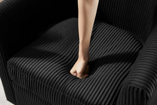 Swivel Accent Chair 360° Comfy Recliner Corduroy Arm Chair Single Sofa with Ottoman for Living Room Bedroom,Black Default -DTYStore