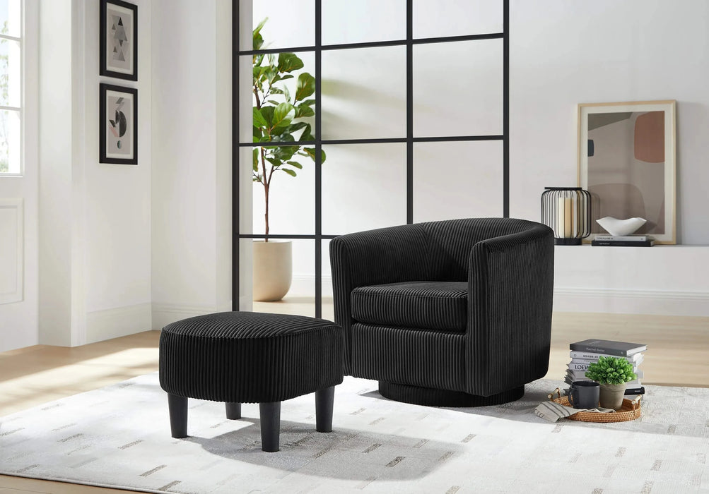 Swivel Accent Chair 360° Comfy Recliner Corduroy Arm Chair Single Sofa with Ottoman for Living Room Bedroom,Black Default -DTYStore