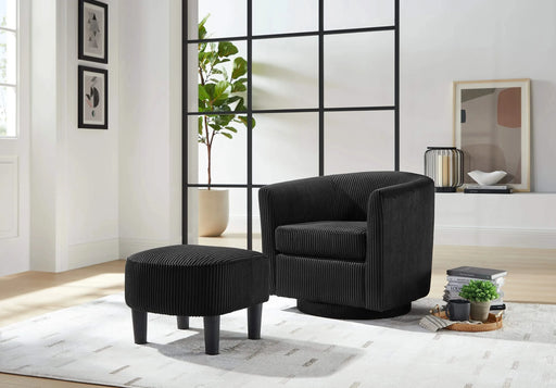 Swivel Accent Chair 360° Comfy Recliner Corduroy Arm Chair Single Sofa with Ottoman for Living Room Bedroom,Black Default -DTYStore