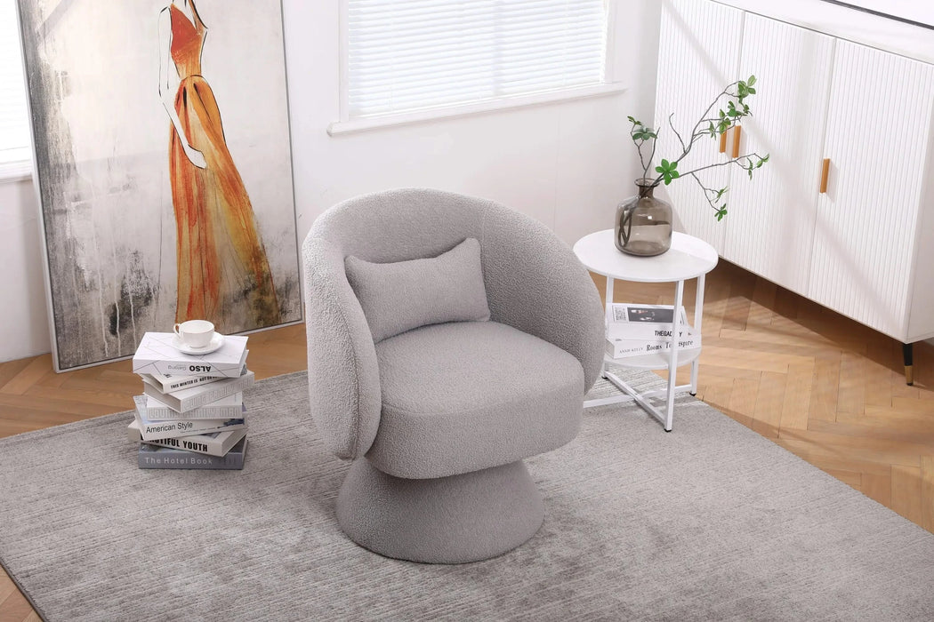 Swivel Accent Chair Armchair, Round Barrel Chair in Fabric for Living Room Bedroom(Grey) Default -DTYStore
