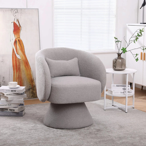 Swivel Accent Chair Armchair, Round Barrel Chair in Fabric for Living Room Bedroom(Grey) Default -DTYStore