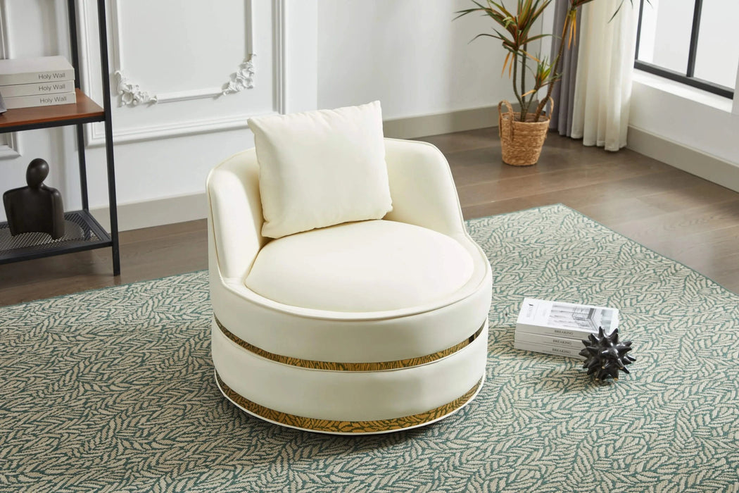 Swivel Chair, 360 Swivel Accent Chair, Faux Leather Barrel Chair Club Chair, Padded Single Chair for Living Room/Bedroom/Study/Waiting Room Default -DTYStore