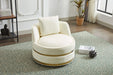 Swivel Chair, 360 Swivel Accent Chair, Faux Leather Barrel Chair Club Chair, Padded Single Chair for Living Room/Bedroom/Study/Waiting Room Default -DTYStore