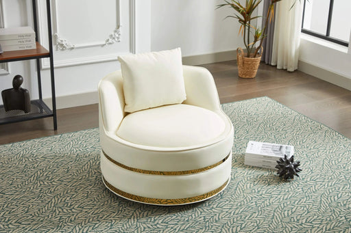 Swivel Chair, 360 Swivel Accent Chair, Faux Leather Barrel Chair Club Chair, Padded Single Chair for Living Room/Bedroom/Study/Waiting Room Default -DTYStore