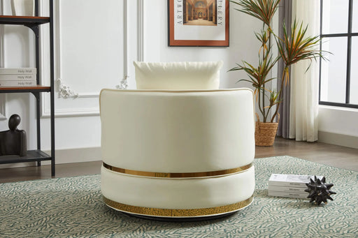 Swivel Chair, 360 Swivel Accent Chair, Faux Leather Barrel Chair Club Chair, Padded Single Chair for Living Room/Bedroom/Study/Waiting Room Default -DTYStore