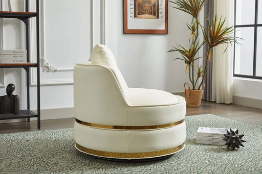 Swivel Chair, 360 Swivel Accent Chair, Faux Leather Barrel Chair Club Chair, Padded Single Chair for Living Room/Bedroom/Study/Waiting Room Default -DTYStore