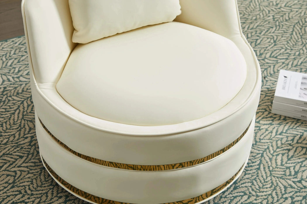 Swivel Chair, 360 Swivel Accent Chair, Faux Leather Barrel Chair Club Chair, Padded Single Chair for Living Room/Bedroom/Study/Waiting Room Default -DTYStore