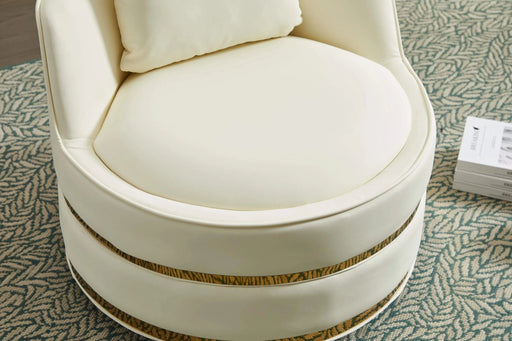 Swivel Chair, 360 Swivel Accent Chair, Faux Leather Barrel Chair Club Chair, Padded Single Chair for Living Room/Bedroom/Study/Waiting Room Default -DTYStore