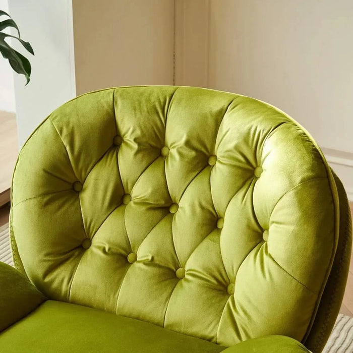 Swivel Leisure chair lounge chair velvet APPLE GREEN color with ottoman Default -DTYStore