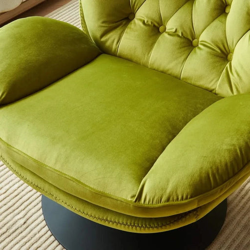 Swivel Leisure chair lounge chair velvet APPLE GREEN color with ottoman Default -DTYStore