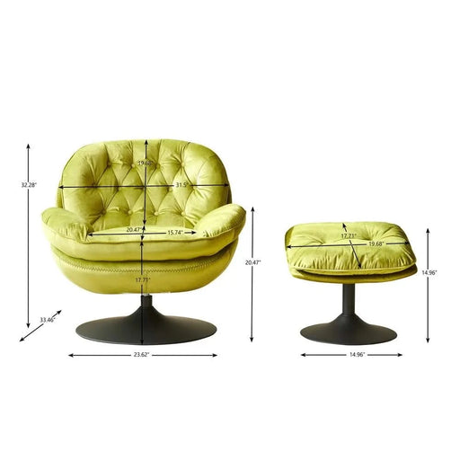Swivel Leisure chair lounge chair velvet APPLE GREEN color with ottoman Default -DTYStore