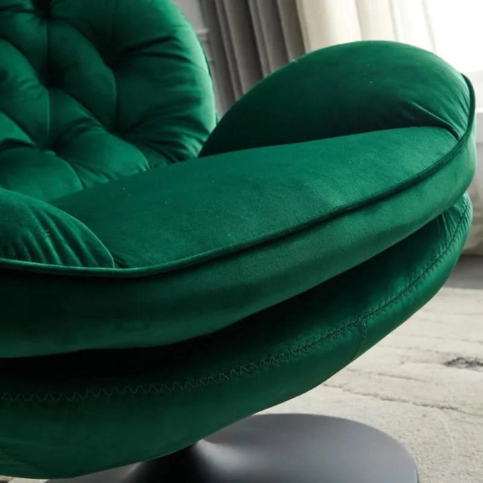 Swivel Leisure chair lounge chair velvet GREEN color with ottoman Default -DTYStore