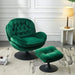 Swivel Leisure chair lounge chair velvet GREEN color with ottoman Default -DTYStore