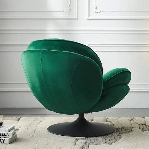Swivel Leisure chair lounge chair velvet GREEN color with ottoman Default -DTYStore