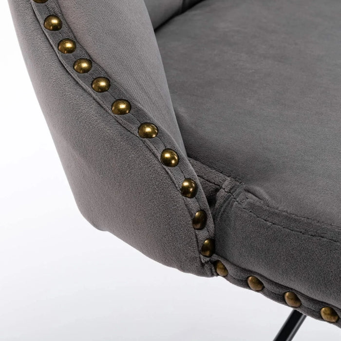 Swivel Velvet Barstools Adjusatble Seat Height from 25-33 Inch,17.7 inch base, Modern Upholstered Bar Stools with Backs Comfortable Tufted for Home Pub and Kitchen Island,Gray,Set of 2,AS1812GY Default -DTYStore