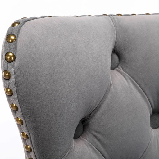 Swivel Velvet Barstools Adjusatble Seat Height from 25-33 Inch,17.7 inch base, Modern Upholstered Bar Stools with Backs Comfortable Tufted for Home Pub and Kitchen Island,Gray,Set of 2,AS1812GY Default -DTYStore