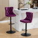 Swivel Velvet Barstools Adjusatble Seat Height from 25-33 Inch,17.7inch base, Modern Upholstered Bar Stools with Backs Comfortable Tufted for Home Pub and Kitchen Island,Purple,Set of 2,SW1812PP Default -DTYStore