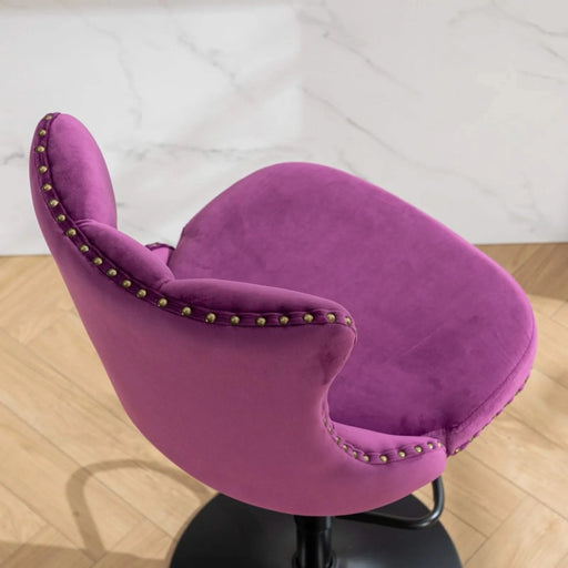 Swivel Velvet Barstools Adjusatble Seat Height from 25-33 Inch,17.7inch base, Modern Upholstered Bar Stools with Backs Comfortable Tufted for Home Pub and Kitchen Island,Purple,Set of 2,SW1812PP Default -DTYStore