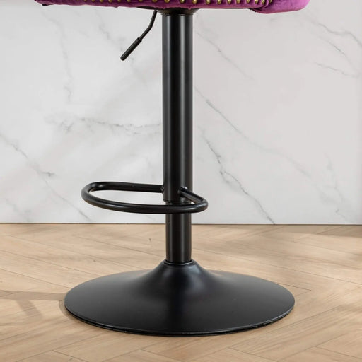Swivel Velvet Barstools Adjusatble Seat Height from 25-33 Inch,17.7inch base, Modern Upholstered Bar Stools with Backs Comfortable Tufted for Home Pub and Kitchen Island,Purple,Set of 2,SW1812PP Default -DTYStore