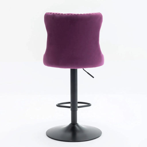 Swivel Velvet Barstools Adjusatble Seat Height from 25-33 Inch,17.7inch base, Modern Upholstered Bar Stools with Backs Comfortable Tufted for Home Pub and Kitchen Island,Purple,Set of 2,SW1812PP Default -DTYStore