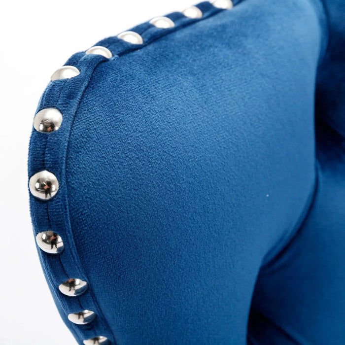 Swivel Velvet Barstools Adjusatble Seat Height from 25-33 Inch, Chrome base Bar Stools with Backs Comfortable Tufted for Home Pub and Kitchen Island,Set of 2,AS1712BL,Blue Default -DTYStore