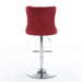 Swivel Velvet Barstools with Adjustable Seat Height, Chrome Base, Tufted Back, Wine Red, Velvet, Set of 2 Default -DTYStore