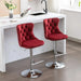 Swivel Velvet Barstools with Adjustable Seat Height, Chrome Base, Tufted Back, Wine Red, Velvet, Set of 2 Default -DTYStore
