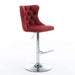 Swivel Velvet Barstools with Adjustable Seat Height, Chrome Base, Tufted Back, Wine Red, Velvet, Set of 2 Default -DTYStore