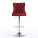 Swivel Velvet Barstools with Adjustable Seat Height, Chrome Base, Tufted Back, Wine Red, Velvet, Set of 2 Default -DTYStore