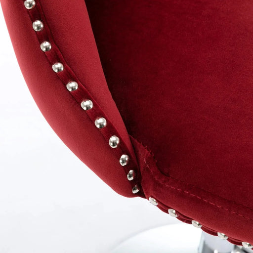 Swivel Velvet Barstools with Adjustable Seat Height, Chrome Base, Tufted Back, Wine Red, Velvet, Set of 2 Default -DTYStore