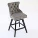 Swivel Velvet Barstools with Button Tufted Decoration and Wooden Legs, and Chrome Nailhead Trim, Leisure Style Bar Chairs,Bar stools, Set of 2 (Gray),SW1860GY Default -DTYStore