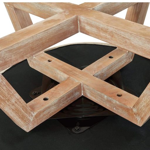 Swivel chair with cross-shaped wooden base,Lounge chair with solid wood legs, 360°freely Swivel chair , Classic linen Fabric for living room, bedroom, office, dresser -Light Blue-DTYStore