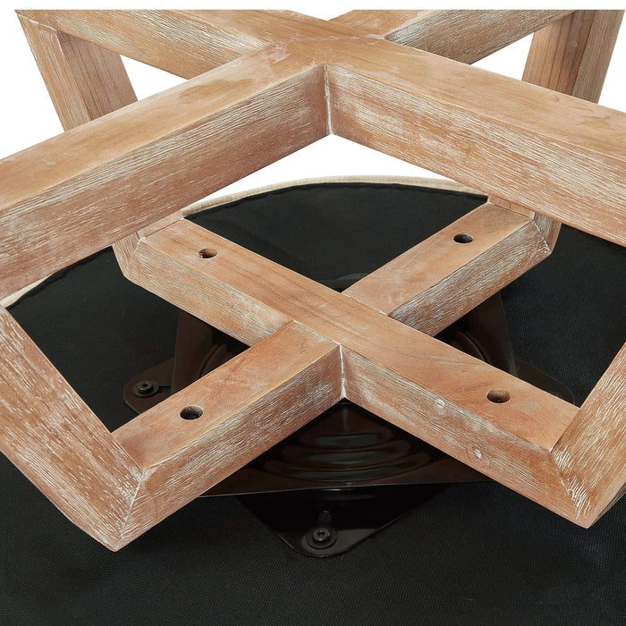 Swivel chair with cross-shaped wooden base,Lounge chair with solid wood legs, 360°freely Swivel chair , Classic linen Fabric for living room, bedroom, office, dresser -Light Blue Default -DTYStore