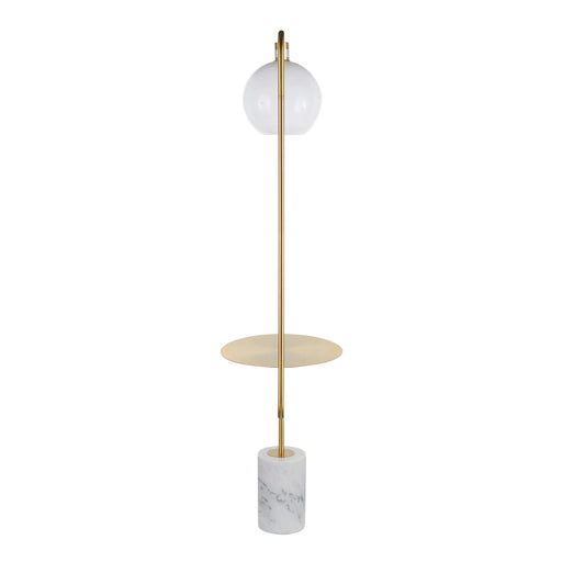 Symbol Contemporary/Glam Floor Lamp with Gold Metal Side Table and White Marble Base by LumiSource Default -DTYStore