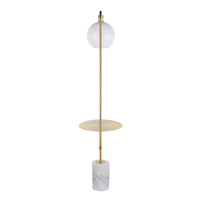 Symbol Contemporary/Glam Floor Lamp with Gold Metal Side Table and White Marble Base by LumiSource Default -DTYStore
