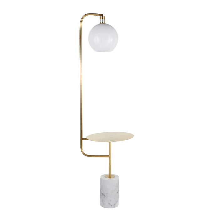 Symbol Contemporary/Glam Floor Lamp with Gold Metal Side Table and White Marble Base by LumiSource Default -DTYStore